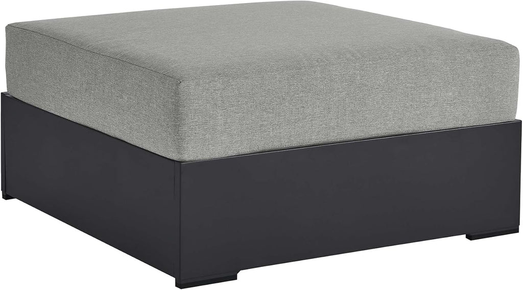 Modway Tahoe Aluminum Ottoman Gray with Weather-Resistant Cushion-Ideal as Outdoor Footstool, Patio or Sunroom Furniture