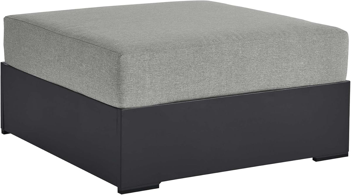 Modway Tahoe Aluminum Ottoman Gray with Weather-Resistant Cushion-Ideal as Outdoor Footstool, Patio or Sunroom Furniture