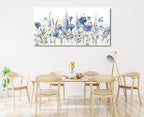 arteWOODS Elegant Flowers Wall Art - Blue White Botanical Pictures for Wall Decor Floral Blossom Canvas Painting Print Artwork for Living Room Bedroom Home Office Wall Decoration 24" x 48"