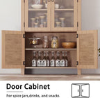 Patikuin Tall Arched Cabinet, Arched Pantry Cabinet with 4 Doors & 6 Open Shelves, 71 Inch Farmhouse Kitchen Arched Cabinet for Living Room, Dining Room, Kitchen Bathroom