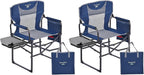 SUNNYFEEL Oversized Camping Chair Portable Directors Chairs with Side Table | Heavy Duty Folding Lawn Chair for Adults 300LBS with Compact Size, Breathable Mesh, Pocket & Carry Bag for Outdoor, Lawn, RV