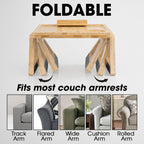 Wrappiness Custom Engraved Couch Arm Table for Dad, Wood Sofa Arm Rest Tables with 360° Phone Holder, Portable Sofa Armrest Tray for Drink Snacks, Gift for Fathers Day (Best Dad Ever)