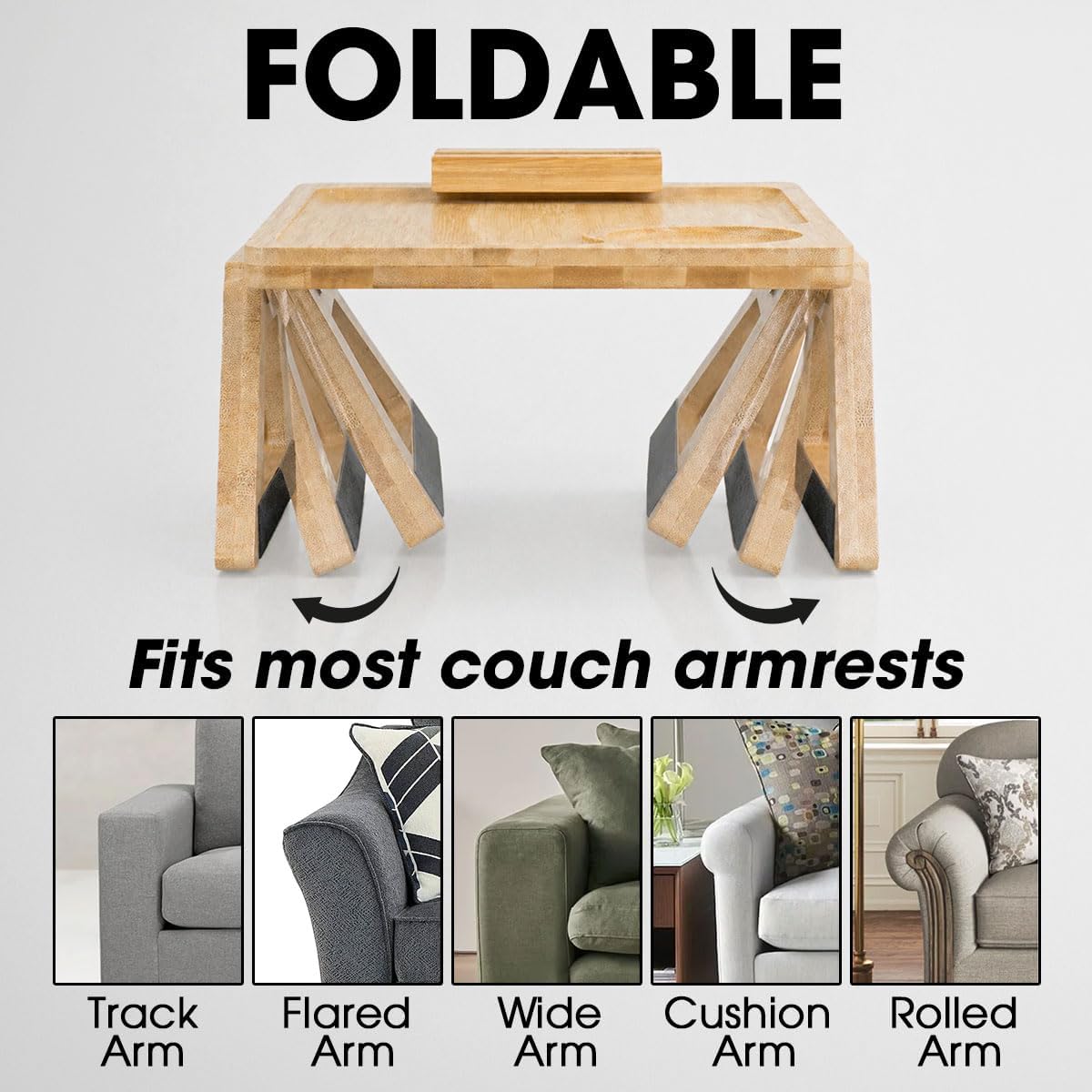 Wrappiness Custom Engraved Couch Arm Table for Dad, Wood Sofa Arm Rest Tables with 360° Phone Holder, Portable Sofa Armrest Tray for Drink Snacks, Gift for Fathers Day (Best Dad Ever)