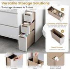 Giantex 3-Tier Narrow Storage Cabinet, Slim Rolling Cart with 3 Drawers & 2 Removable Dividers, Plastic Storage Organizer with Wheels for Small Spaces Bathroom Kitchen