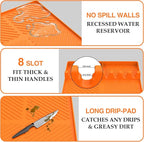Silicone Griddle Tools Mat for Blackstone, Griddle Accessories Side Shelf Mat Grill Pad for Outdoor Grill Kitchen Counter Spatula Silicone Mat with Drip Pad (Orange (2Packs))