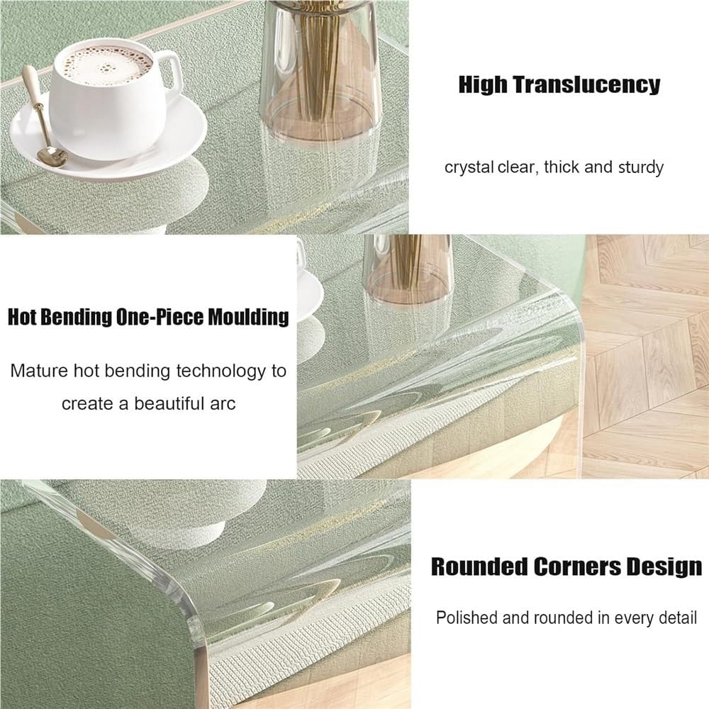 Acrylic Clear Side Table, C-Shape Bedside Table, Modern End Table, Sofa End Table, Small Snack C Tables for Living Room, Bedroom, Balcony, Patio, Office(Orange,65cm/25.6in)