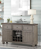 Rustic Two Tone Server with Powerpack Gray Solid Wood MDF | Includes powerpack for integrated lighting and storage