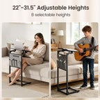 ELYKEN TV Tray Table Sets, Adjustable Height & 90° Tilt Narrow Side Table | C Shaped Foldable End Table with Phone & Tablet Slot, Laptop Desk for Couch, Recliner, Living Room, Bedroom