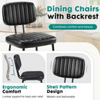 OLIXIS Dining Chairs Set of 6, Modern Upholstered Mid Century Kitchen Chairs with Faux Leather Cushion Seat, Backrest & Metal Legs for Living Room, Bedroom, Home Office, Black