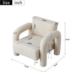 33.5" Modern Accent Chair, Velvet Single Sofa for Living Room,Comfy Arm Chair Leisure Armchair Single Sofa Chair with Curved Arm for Living Room, Apartment,Bedroom,Beige