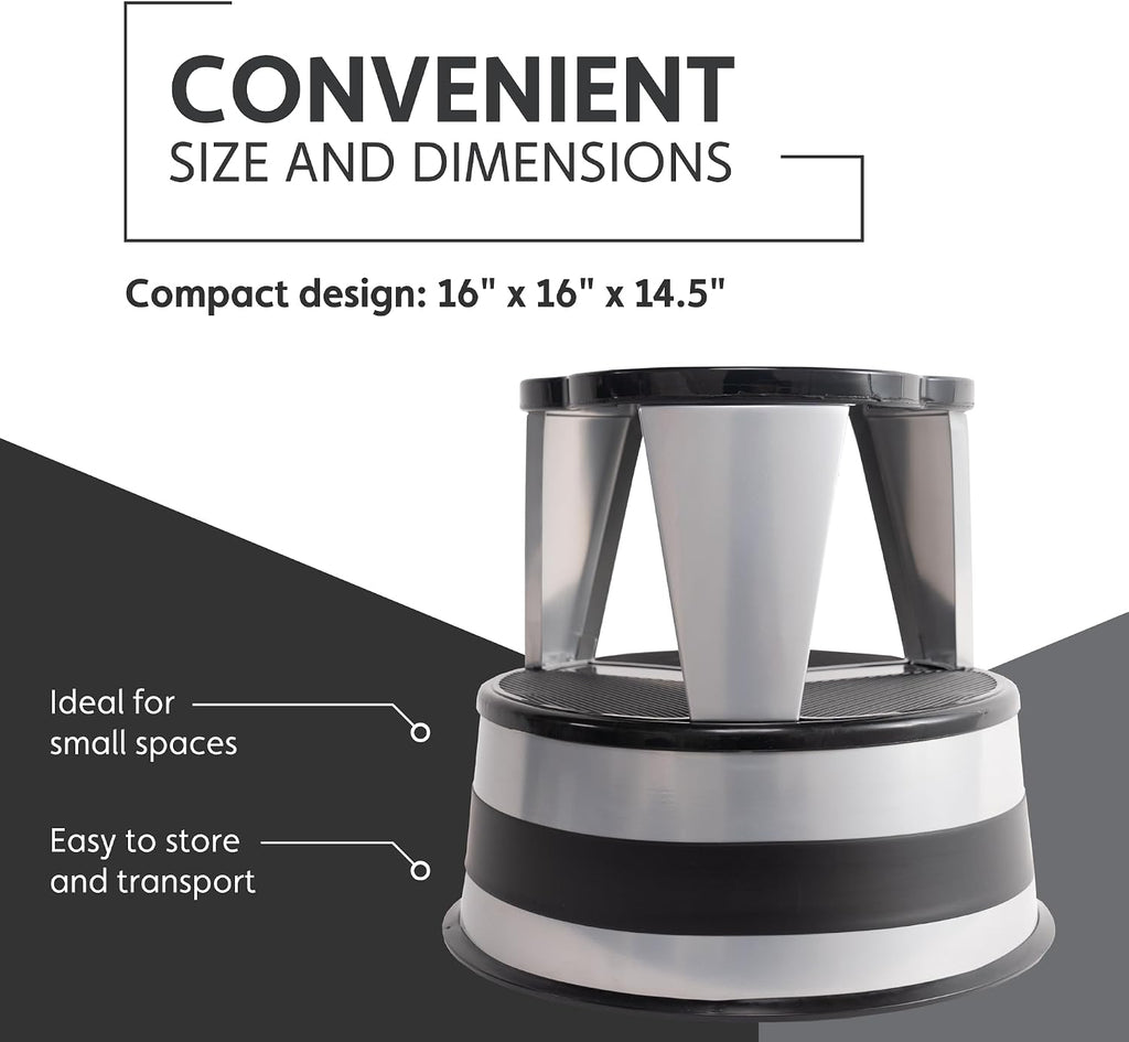 Cramer Kik Step Steel Step Stool - Two Step Stool, Holds 350 lbs (Silvertone)