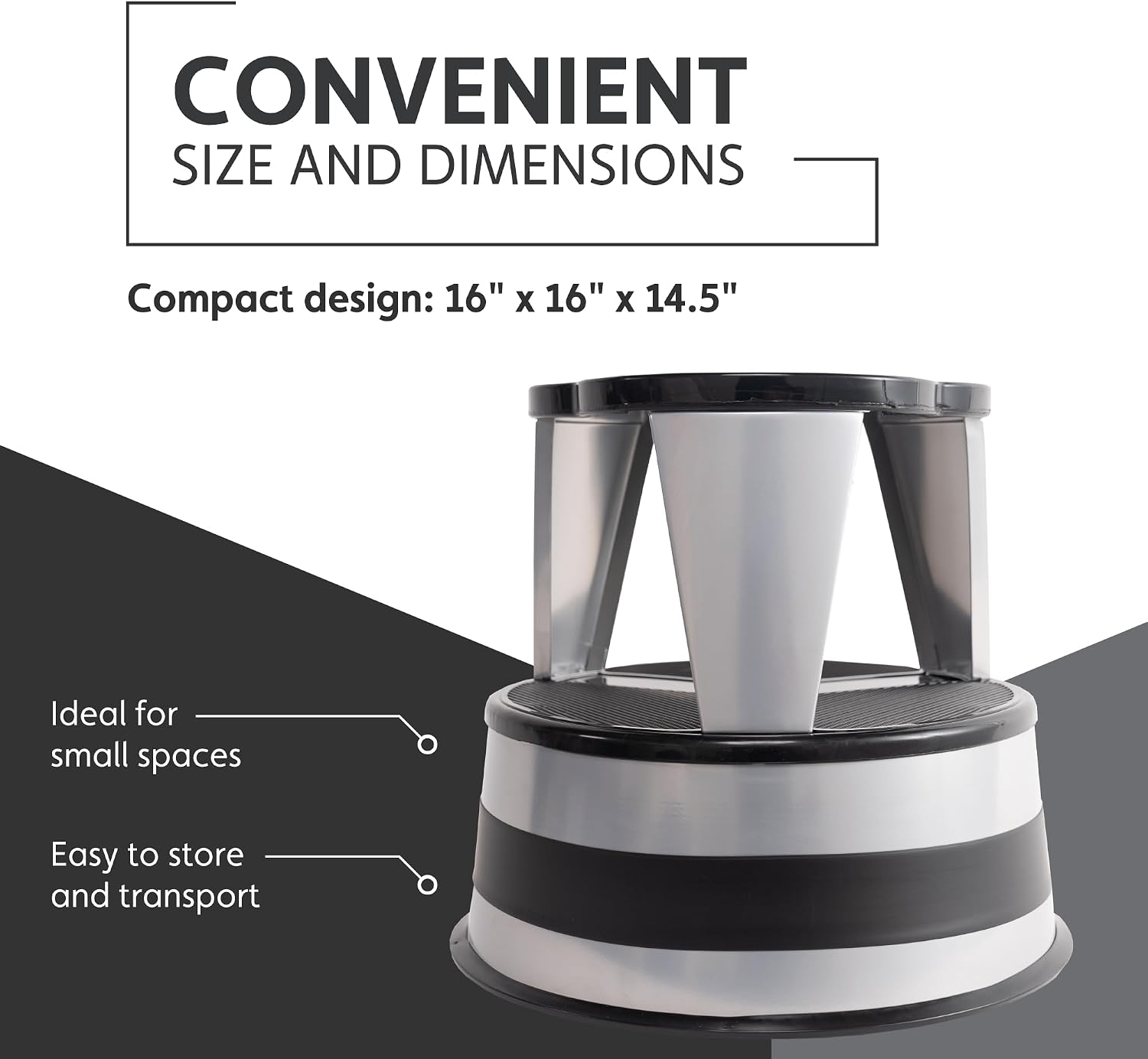 Cramer Kik Step Steel Step Stool - Two Step Stool, Holds 350 lbs (Silvertone)