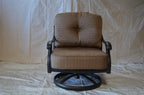 Nassau Cast Aluminum Powder Coated 4 Swivel Rocker Club Chairs with Walnut Seat Cushions - Antique Bronze