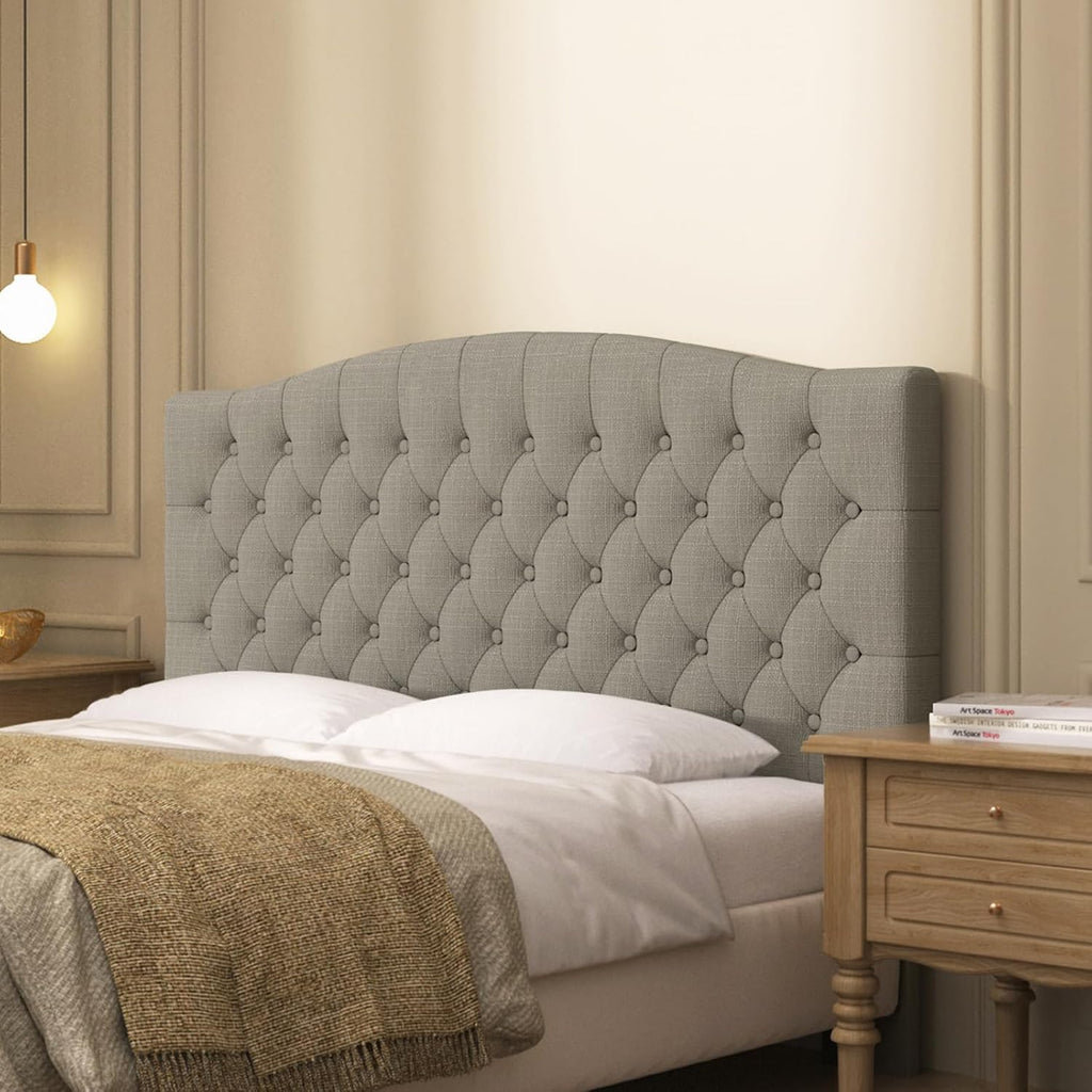 Furpopup Linen Upholstered Headboard Queen/Full Size Latest Model Wall Mount, Bed Frame Mount, Featuring High-Density Sponge Padding, Luxury Texture Easy Assembly Comfort and Style-Linen