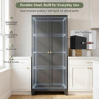 71" Metal Kitchen Storage Cabinet with Doors, Freestanding Steel Pantry Cabinet, 4 Adjustable Shelves, for Dining Room, Black