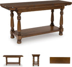 Signature Design by Ashley Sturlayne Flip Top Sofa Table, Expandable Console to Dining Table, Drop Leaf Design with Hardwood Solids, Space-Saving Multi-Use Furniture for Living Room, Brown
