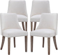 chairus Dining Chairs Set of 4 Mid Century Modern Living Room Chairs with Wood Legs Comfy Upholstered Linen Fabric Side Chair for Kitchen/Restaurant/Bedroom, Cream White