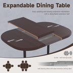 Chromcraft Table for 4 Person and 6 Person, Extendable Wooden Kitchen Room Table with 18" Extension Leaf (Walnut)