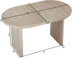 71" Accent White Extendable Dining Table, Mid-Century Modern Wood Oval Space Saving Extending Kitchen Tables for 2-6 People