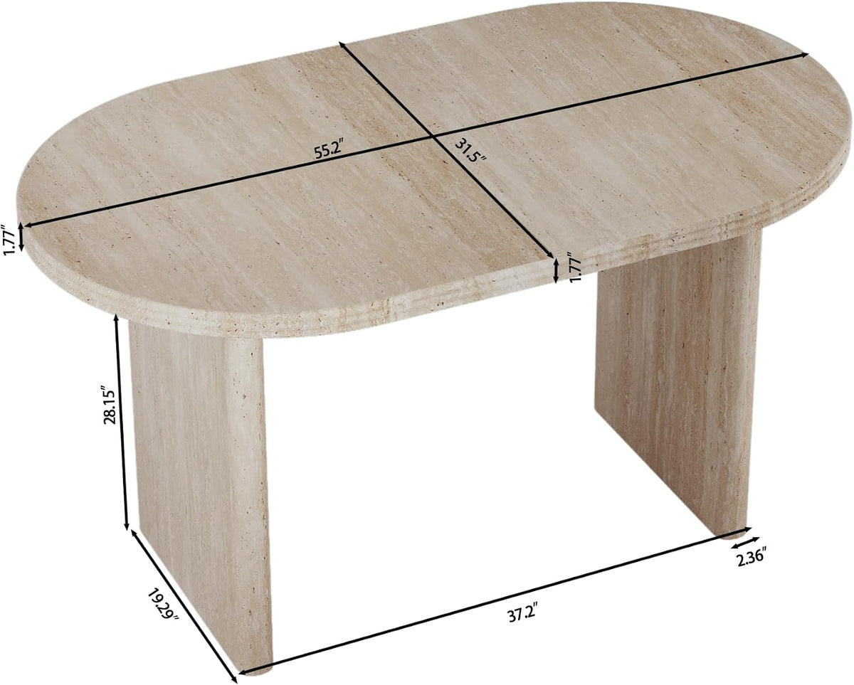 71" Accent White Extendable Dining Table, Mid-Century Modern Wood Oval Space Saving Extending Kitchen Tables for 2-6 People