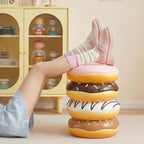 Cynkeyee Donut Shape Foot Stool - 18 Inch Doughnut Chair | Resin Simulated Food Shoe Changing Stool for Entryway Living Room Bedroom