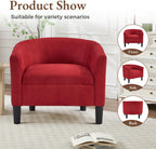 INZOY Oversized Accent Chair with Ottoman, 23.2" W Oversized Club Chair with Ottoman Set, Comfy Fabric Barrel Reading Chairs for Living Room Bedroom, Round Reading Chair with Foot Rest, Red