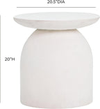 First of a Kind White Concrete Side Table with Smooth Curves - Round Coffee Table for Indoor/Outdoor Use - Durable & Stylish Neutral Design - 20.5" W x 20.5" D x 20" H