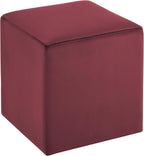 Studio Living® 18” Warren Ottoman Square Soft Velvet Bench, Stationary Ottomans, Backless Chair, Footrest for Living Room, Footstool Office, Bedroom, Padded Seat, Plum