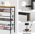 6 Tiers Metal Shoe Rack，Large Capacity Shoe Rack Holds 24 Pairs of Shoes, Durable and Stable, Adjustable Metal Shelf Stackable Shoe Shelf for Entryway, Hallway, Living Room, Closet