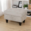 Storage Ottoman Bench,28.5" Large Square Ottoman with Storage, Foot Rest Footstool Bench Coffee Table with Thick Cushion for Home Decor/Entryway/Living Room/Bedroom/Rv Car,Brown Light Flannel