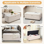 45" Storage Ottoman Bench, Tufted Ottoman with Storage for Living Room, Large End of Bed Ottomans, Modern Entryway Benchs, Window & Bedroom Benches for Foot of Bed (Ivory)