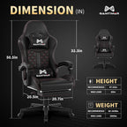 Gamtimer Gaming Chair, 400 LB Weight Capacity,with Pocket Spring Cushion | Ergonomic Backrest Office Chair,Leather, with Headrest and Lumbar Support, Footrest, Suitable for Adults(Black)