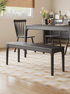 Dining Bench, Wood Bench Solid Oak Wooden Bench Indoor Dining Room Table Home Bedroom Bed End Restaurant Modern Hallway Furniture (Black, 51.2 "Wx 13.8" D x 17.7" H)
