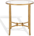 SAFAVIEH Couture Collection Tauri Brass Metal Glass Top Round Accent Table (Fully Assembled)