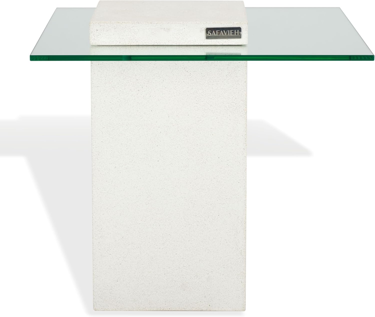 SAFAVIEH Couture Collection - Sophibeth Ivory Concrete and Glass Accent Table, Contemporary Modern Side Table, Sculptural Display Design (SFV2610A)