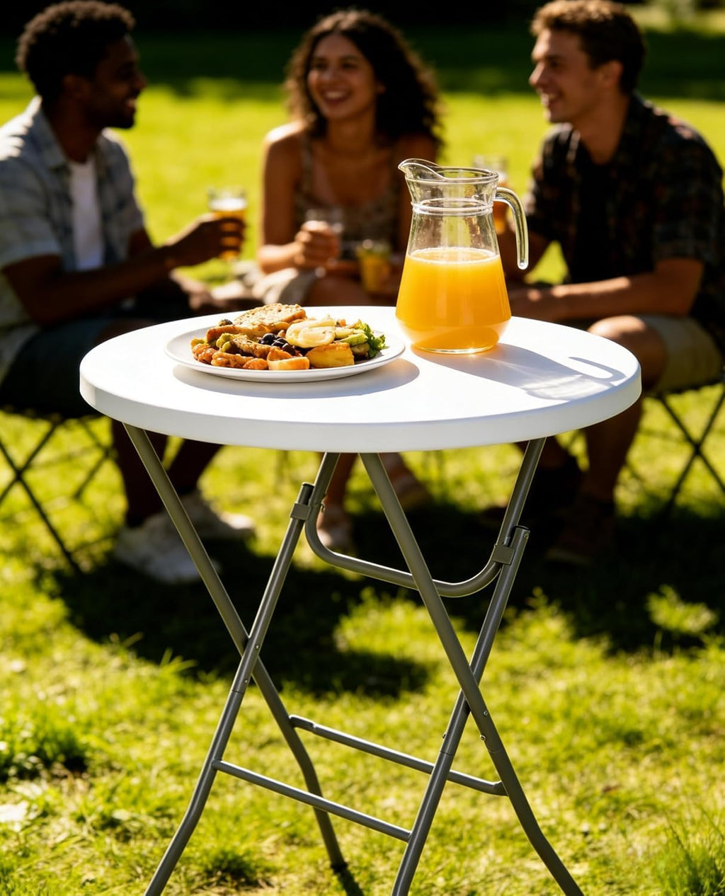 Lakhow 2 Pack Cocktail Table 28in Portable Folding Bar Height Table, White | Indoor Outdoor with Removable Legs, Tall Bistro Foldable Bar Height Table for Parties, Patio, Backyard, Dining, Wedding
