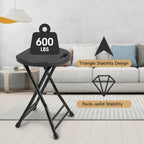 COOZMENT Folding Stool with Handle, Folding Chair,Folding Bar Stool with Non-Slip Feet,Indoor and Outdoor Foldable Stool for Adults(13"×11.5"×18")