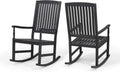 Great Deal Furniture GDFStudio Outdoor Acacia Wood Rocking Chairs (Set of 2), Dark Gray