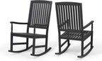 Great Deal Furniture GDFStudio Outdoor Acacia Wood Rocking Chairs (Set of 2), Dark Gray
