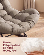 VASAGLE Outdoor Rocking Chair with Extendable Footrest, Removable Cushion | Papasan Chair, Outdoor Furniture, Heavy Duty Rocker, for Porch Patio Garden, Beige, TEOU Collection ULYY062LZ01V1