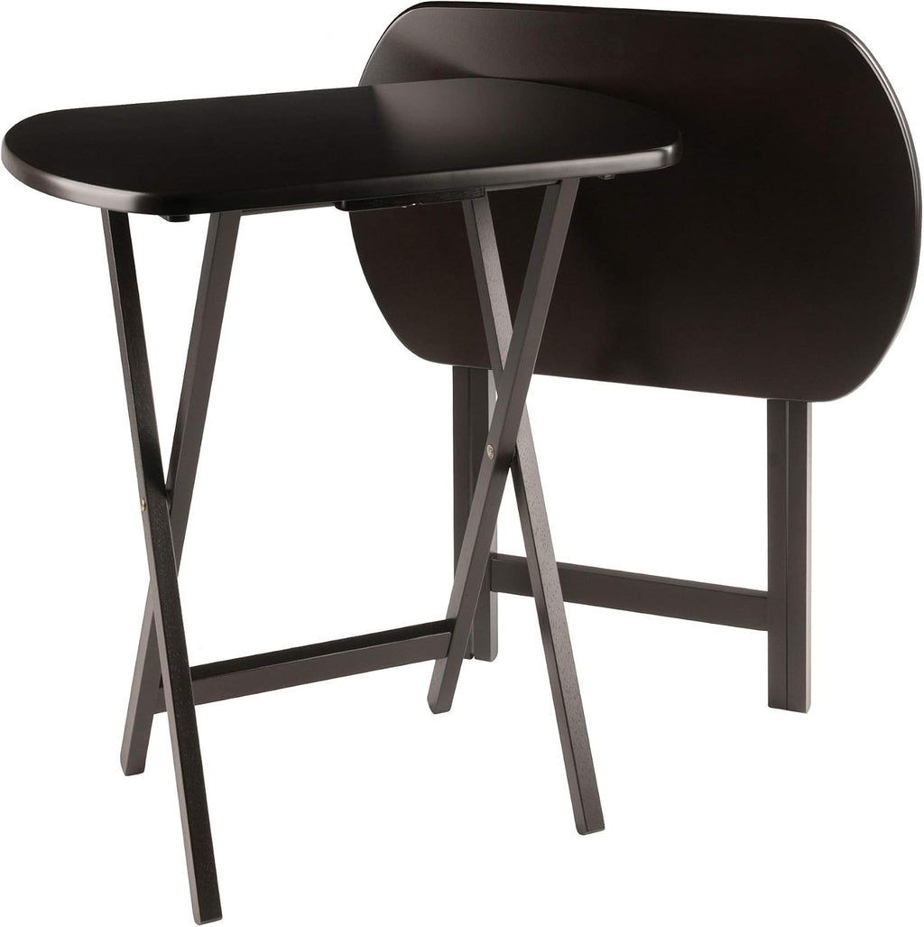 Winsome Corbett Set of 2 Oversized Foldable Snack Tables | Easy to Store Portable Fold Up Table Set for Kitchen, Living Room TV Dining, Crafts, Puzzles, Work From Home