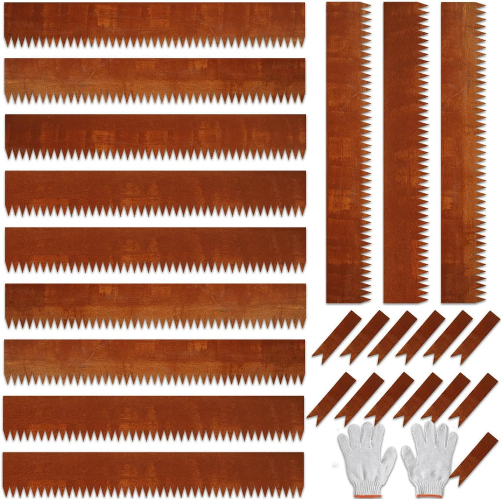 Corten Steel Landscape Edging, 40" L x 6" H, 15 GA Thickness, 12 Pack + 13 Stakes, Enhance Garden, Yard, Park, Lawn, Plants & Vegetables w/Long-Lasting Rust-Finish Cor-Ten Edging