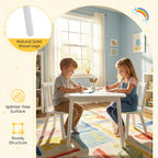 GLACER Kids Table and Chairs, 3-Piece Wooden Activity Table and Chair Set with Pine Legs & Windsor Back for Play, Reading & Learning, Playroom Nursery Furniture for Boys and Girls Ages 3+ (White)
