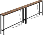 SUPERJARE 86.6 inch Narrow Behind Couch Table with Charging Stations | Power Outlet with USB-C Ports, Extra Storage Behind Sofa,Sofa Table Console Table for Entryway Living room, Rustic Brown