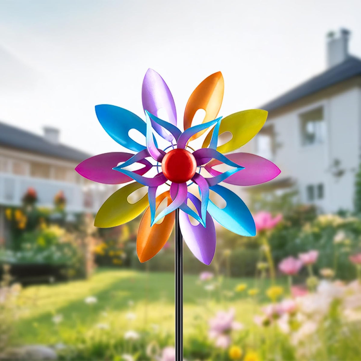 Wind Spinners Outdoor Garden Decor, 13 Inches Metal Windmill Yard Decorations Outdoor, Wind Pinwheels Gardening Gifts for Women Mom Backyard, Patio, Lawn Decor