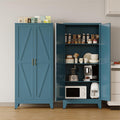 COFaR Metal Pantry Cabinet with Doors, Farmhouse 61'' Tall Storage Cabinet with 3 Adjustable Shelves, Kitchen Pantry Cabinet for Dinning Room, Laundry, Peacock Blue 4-Tier