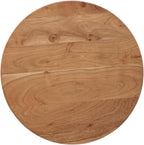 Mason Round Solid Wood End Table with Brown Top and Black Metal Base