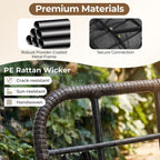 Tangkula Outdoor Papasan Rocking Chair, Oversized Egg-Shaped Rocker with Thick Cushioned Seat, Heavy Duty Metal & Weather-Resistant Wicker Frame, Non-Slip Pads for Patio, Balcony, Garden (Gray)