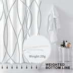 Punkray Grey Shadow Shower Curtain for Bathroom with Hooks, Shower Curtain Set Stripe Bath Curtains Decor White Shower Curtains Weighted Hem Washable, 72 x 72