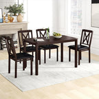 Giantex 5-Piece Dining Table Set for 4, 47" Rectangular Kitchen Table & 4 Chairs with Rubber Wood Legs, Upholstered Seat, Space-Saving Dinette Set for Small Spaces, Living Room, Apartment, Restaurant